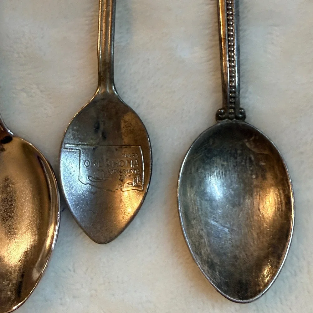 Vintage Souvenir Collector Spoon Lot 9pc Florida Nashville Kansas Oklahoma DC